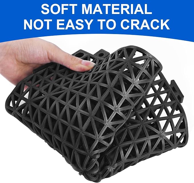 Modular Interlocking Cushion 8 Pack 11.8" x 11.8" Rubber Floor Tiles Non-Slip Splicing Drainage Mats for Deck, Black