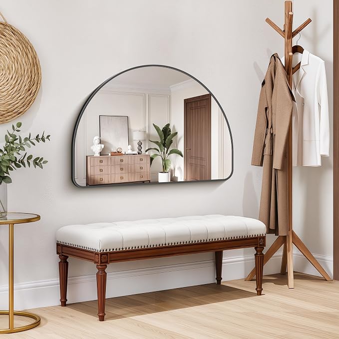 FORBATH Arched Bathroom Mirror 40x30 Inch, Black Bathroom Mirror Wall Mounted Modern Aluminum Alloy Frame Arch Mirror for Bedroom Living Room Entryway, Hanging or Leaning Against Wall