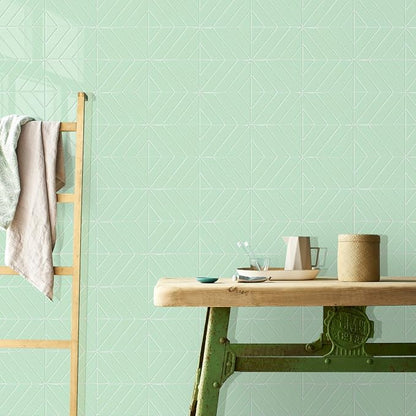 STICKGOO Herringbone Peel and Stick Backsplash, Light Green, 10 Sheets | 12.6 x 9.7 in, Thicker Rectangular Vinyl Stick-On Wall Tiles, Easy Alignment, Waterproof, Easy to Clean, Kitchen/Bathroom