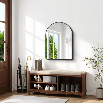 BONEWEI Arched Wall Mirror,30x36 inch Black Arched Mirror Bathroom,Vanity Mirror for Over Sink Metal Frame,Tempered Glass Arch Mirrors for Bedroom,Entryway,Living Room,Home Decor Shatter-Proof