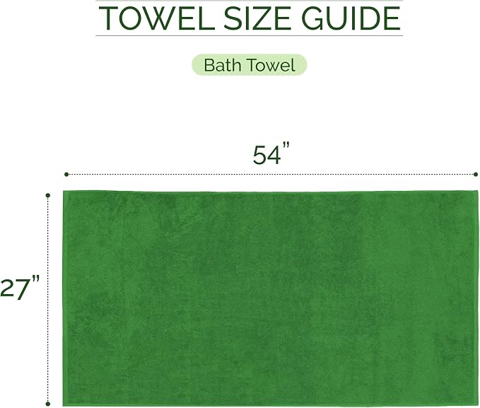 Elegant Comfort 100% Turkish Cotton Corduroy Ribbed Luxury Soft 2 Pack Bath Towels 27 x 54 Inch - Ultra Plush, Absorbent, Quick Dry, Hotel Spa Quality Towels for Bathroom Essentials, Emerald Green