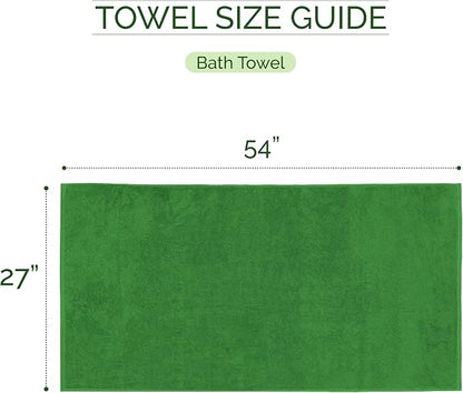 Elegant Comfort 100% Turkish Cotton Corduroy Ribbed Luxury Soft 2 Pack Bath Towels 27 x 54 Inch - Ultra Plush, Absorbent, Quick Dry, Hotel Spa Quality Towels for Bathroom Essentials, Emerald Green