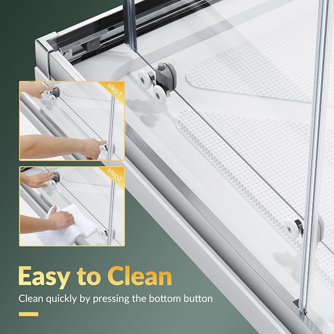 ELEGANT 36" D x 36" W x 72" H Corner Double Sliding Shower Door, Chrome Finish Frame, 1/4" ANSI Tempered Glass, Space-Saving for Small Bathroom