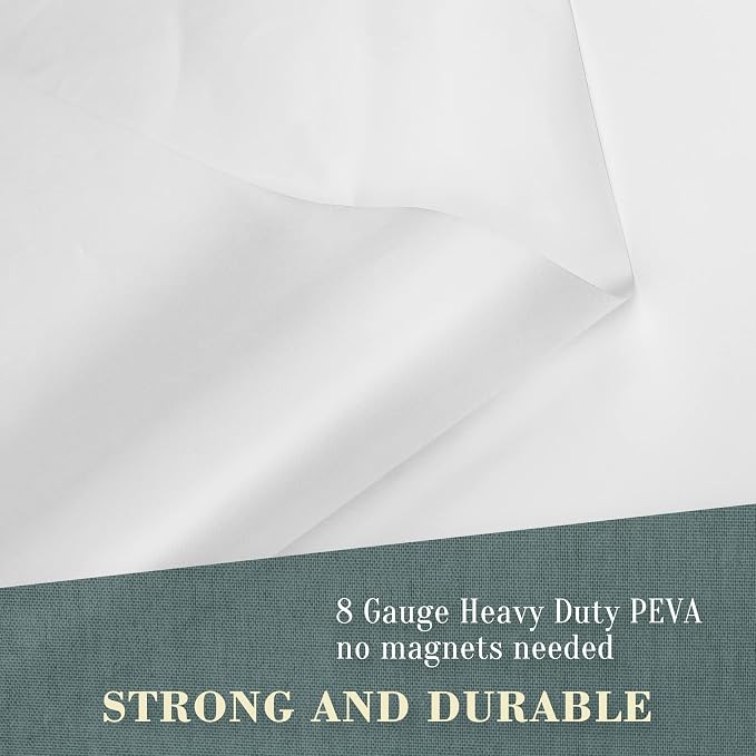 No Hook PEVA Shower Curtain or Liner, Standard Size 71 x 74, Frost | 8G Heavy Duty, Frosted Bathroom Shower Curtain, No Hooks Required, Waterproof Plastic & PVC Free