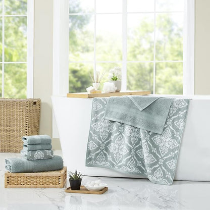 Modern Threads Amaris 6-Piece Reversible Yarn Dyed Jacquard Towel Set - Bath Towels, Hand Towels, & Washcloths - Super Absorbent & Quick Dry - 100% Combed Cotton, Ivy