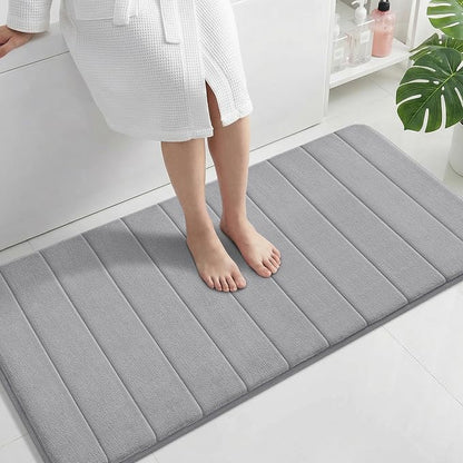 Yimobra Long Bath Mat 44"x24", Super Soft Quick Dry Memory Foam Bathroom Rug, Water Absorbent, Non Slip Backing Machine Washable for Tub Shower, Thick Comfort Support, Gray
