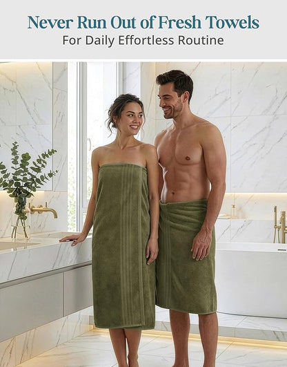 Casa Platino 100% Cotton Bath Towels Pack of 4 (30"x60") - Ring Spun Mercerized Cotton Bathroom Towel Set - Quick Dry, Soft & Absorbent Large Bath Towels - Holds Well After Multiple Washes - Oil Green