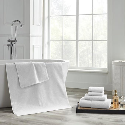 Modern Threads Waffle-Rib 6-Piece Towel Set – Premium Cotton Bath Towels, Ultra-Absorbent & Soft, Elegant Waffle Texture for Bathroom & Spa, White