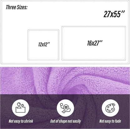 MOONQUEEN Ultra Soft Towel Set-Quick Drying - 2 Bath Towels 2 Hand Towels 2 Washcloths-Microfiber Coral Velvet Highly Absorbent Towel for Bath Fitness,Bathroom,Sports,Yoga, Travel(Purple, 6 Pcs)