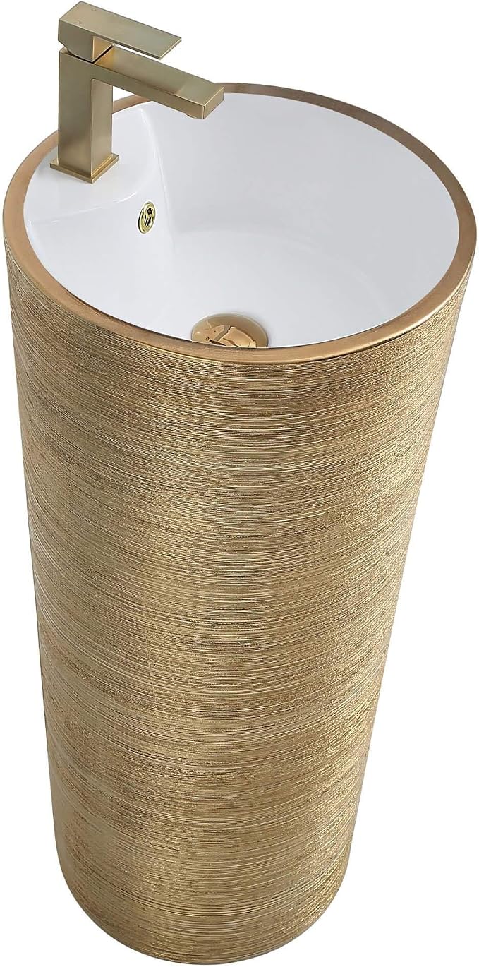 Vannes Bathroom Sinks - Modern Bathroom Pedestal Sink for Contemporary Spaces - Upgrade Your Bathroom with Stylish and Durable Bathroom Pedestal Sinks 16"X16" Brushed Gold