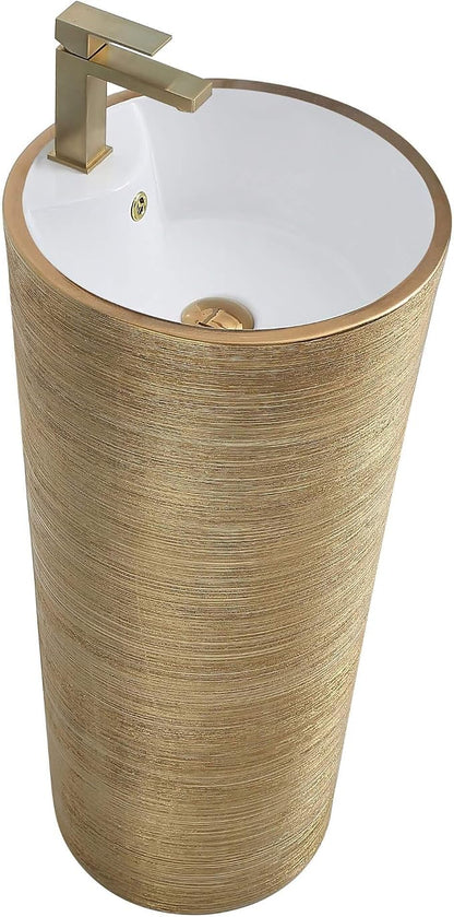 Vannes Bathroom Sinks - Modern Bathroom Pedestal Sink for Contemporary Spaces - Upgrade Your Bathroom with Stylish and Durable Bathroom Pedestal Sinks 16"X16" Brushed Gold