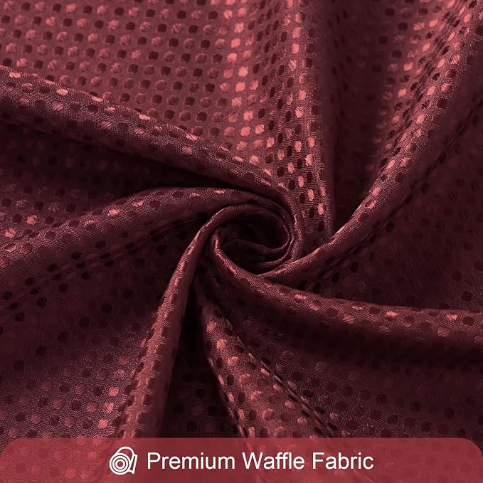 3 in 1 Burgundy Shower Curtain with PEVA Liner, 12 Hooks, 72x72 | Luxury Weighted Fabric Shower Curtain Set, 12 Stainless Steel Double-Sided Hooks, Water Repellent, Bathroom Decor