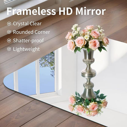 CILIBER Frameless Mirror, 16x24 Inch Rectangle Bathroom Mirror Rounded Corner, 3mm Tempered Glass Frameless Vanity Mirror with Polished Edge for Over Sink, Bedroom, Entryway, Vertical or Horizontal