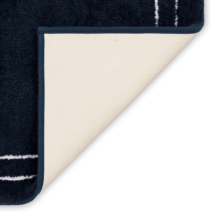 Mohawk Home Corona Casual Geometric Navy Blue 1' 5" X 2' Machine Washable Bath Mat Perfect for Bathroom