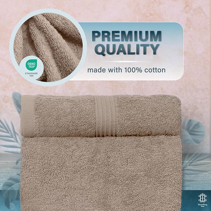 Luxe 2-Piece Bath Towel Set – Large Soft Cotton Towels, Absorbent, Durable & Skin-Friendly, Machine Washable, 27 x 54 in (Sand)