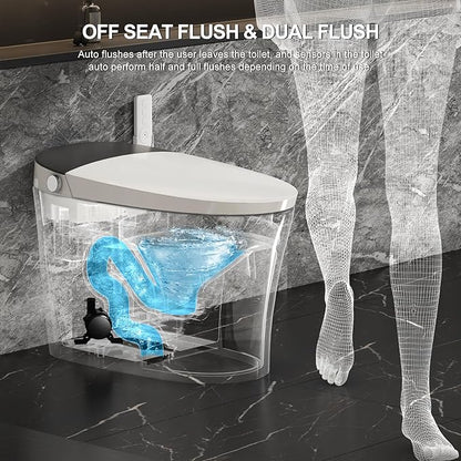 Smart Toilet with Bidet Built in, Bidet Toilet with Powerful Flush, Auto Open/close Lid, Foot Sensor Operation, Intelligent induction Heat Seat, Smart Toilet with instant Warm Water (ST-PLUS)