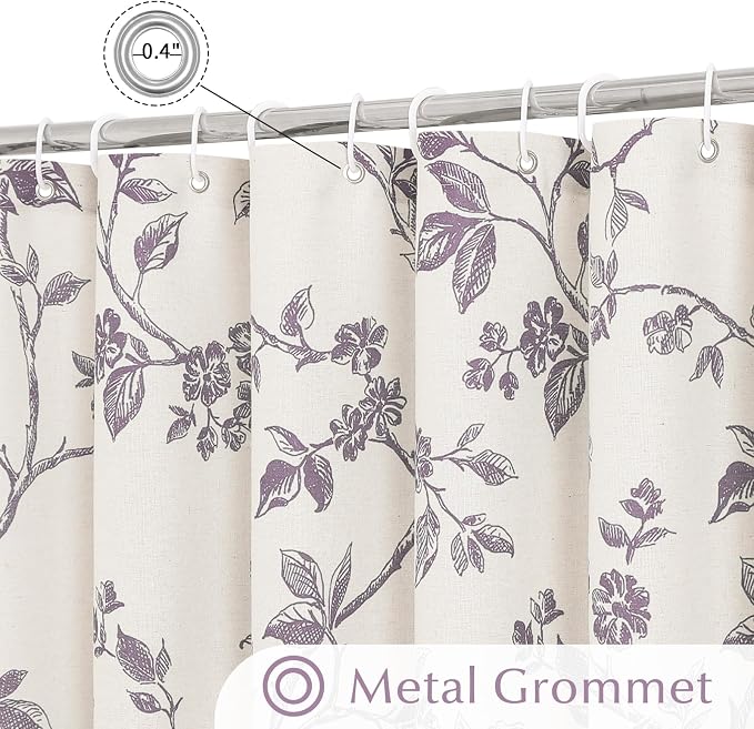 MitoVilla Small Stall Shower Curtain Set 36 x 72, Narrow Half Cotton Floral Cottagecore Spring Shower Curtains for Bathroom, Modern Farmhouse Country Plant Leaves Bathroom Décor