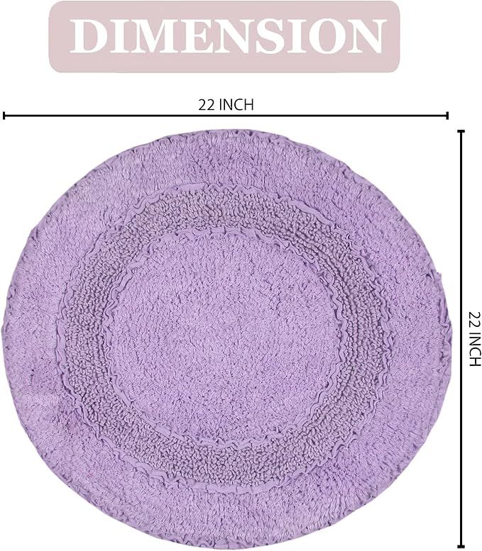 Home Weavers Radiant Collection 100% Cotton Bathroom Rugs Set, Bathroom Décor, Washable Rug, Extra Soft and Absorbent Bath Rug, Kitchen Mat, Bath Mat Set, Bath Floor Mat Non Slip, 22" Round, Purple