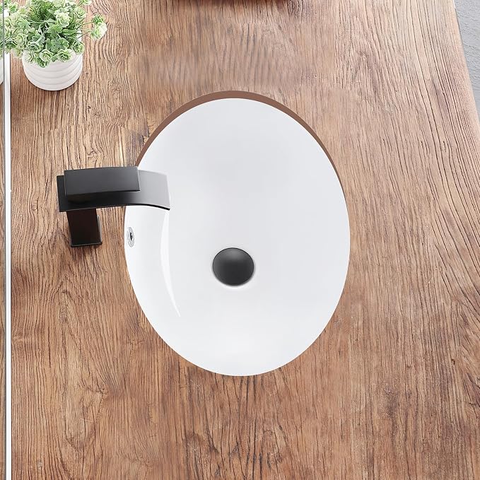 Undermount Bathroom Sink 20.5"x15.4" Oval White Ceramic with Overflow | Porcelain Ceramic Bathroom Sinks Under Counter Basin 20 Inch