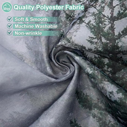 ORTIGIA 60x72 Misty Forest Stall Shower Curtain for Small Bathroom, Dark Green Narrow Nature Woodland Shower Curtain Set with Hooks, Waterproof Fabric Pine Tree Fog Magic Home Bath Curtain