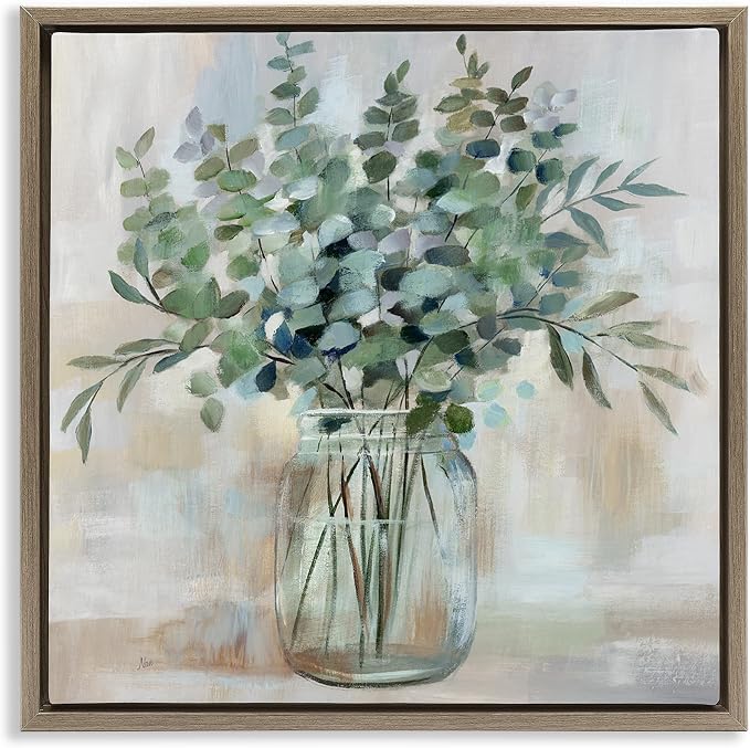 Soothing Eucalyptus Herb Arrangement, 24 x 24 Inch Canvas in Floater Frame | Stupell Industries · By Nan · Ready to hang · Perfect for farmhouse or rustic rooms · Made in USA