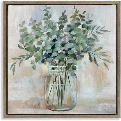 Soothing Eucalyptus Herb Arrangement, 24 x 24 Inch Canvas in Floater Frame | Stupell Industries · By Nan · Ready to hang · Perfect for farmhouse or rustic rooms · Made in USA