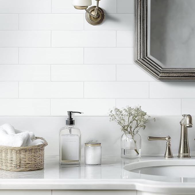MSI White Glossy 4 in. x 12 in. Glossy Ceramic Subway Tile for Bathroom, Kitchen Backsplash, Accent Wall, and Shower Wall