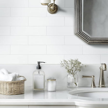 MSI White Glossy 4 in. x 12 in. Glossy Ceramic Subway Tile for Bathroom, Kitchen Backsplash, Accent Wall, and Shower Wall