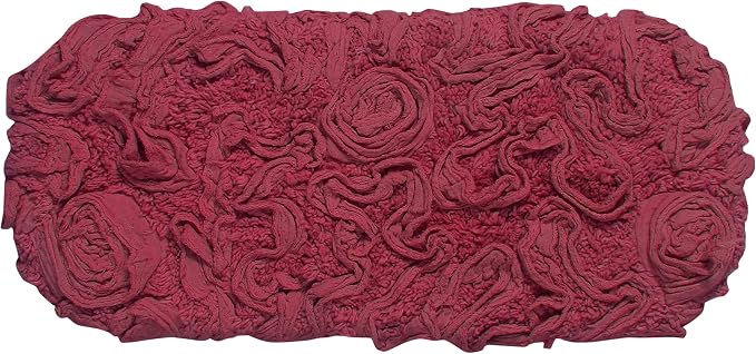 Home Weavers Bell Flower Toilet Tank Lid Cover – 10"x22", 100% Cotton, Tufted, Soft & Absorbent, Non-Slip, Machine Washable Bathroom Décor, Red