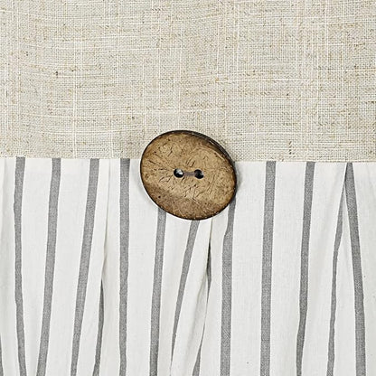 DOSLY IDÉES Farmhouse Shower Curtain,Beige and Gray Stripe,Button Curtain,Linen and Cotton Woven Fabric,Rustic Charm Country Chic Style,72x72 in | Button Bathroom Curtain, Linen and Cotton Woven Fabric, Rustic Charm Country Chic Style