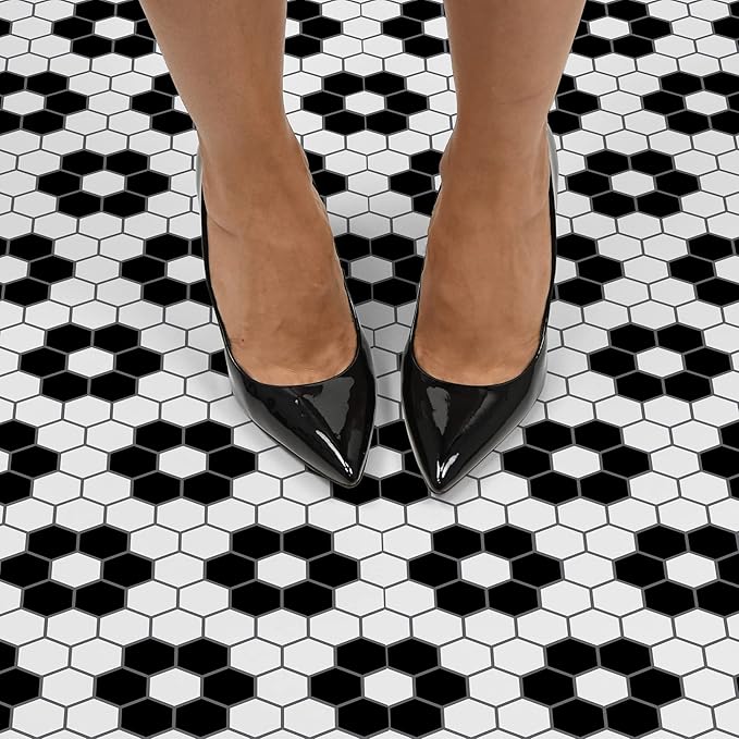 FloorPops Black Biscotto Peel & Stick Floor Tiles,FP3931,(Pack of 6)