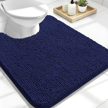 OLANLY Toilet Rugs U-Shaped 24x20, Soft Absorbent Chenille Contour Rugs | Twilight Sapphire, Quick-Drying Rubber Backing, Washable Non-Slip Shaggy Bathroom Mat for Toilet, Home Decor Accessories
