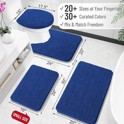 OLANLY Bathroom Rugs 32x20, Extra Soft Absorbent Chenille Bath Rugs | Royal Blue, Quick-Drying Rubber Backing, Machine Washable Bath Mat for Bathroom Floor, Tub and Shower, Home Decor Accessories