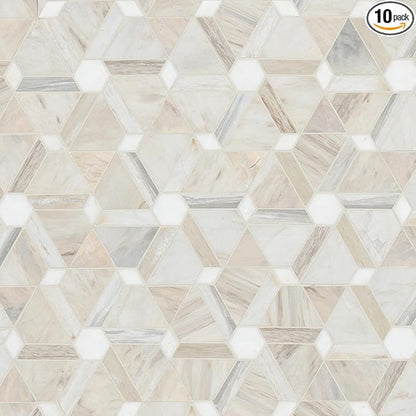 MSI Angora Floralis 11 in. x 12 in. Polished Marble Mosaic Floor and Wall Tile for Bathroom, Kitchen Backsplash, Accent Wall Tile, and Shower Wall Tile
