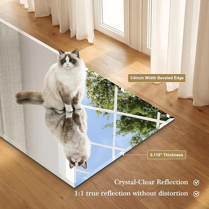 KOCUUY Beveled Mirror, 40x36 Inch Large Frameless Bathroom Mirror for Over Sink, Upgraded Shatterproof Beveled Unframed Design Mirror for Bathroom, Bedroom, Hang Horizontal/Vertical