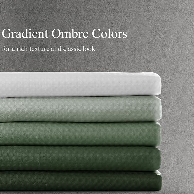 Shower Curtain 72 inches Long 6FT for Bathroom 1 Panel Olive Green | Ombre Waffle, Shower Curtains with Hook, Water Repellent, Boho Farmhouse, Simple Modern Bath Decor, 72x72