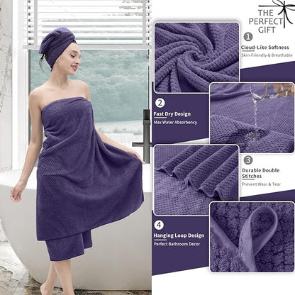 Extra Large Bath Towel Set of 4 (35"x70"),Oversized Bath Sheet Super Soft Highly Absorbent Jumbo Bathroom Towel Set Microfibers Quick Dry Shower Towel for Hotel,Bathroom,Guest,Spa,Gym (Pulm)