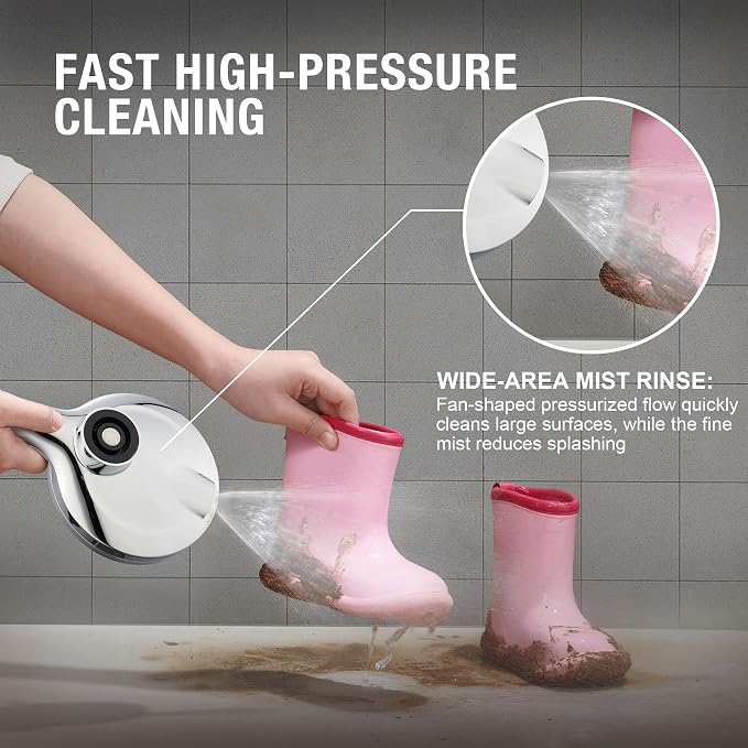 Handheld Shower Head with Magnetic Docking System | 9-Function High Pressure Detachable Shower Head, 5-inch Showerhead with 72 Inch Hose, Remote Dock, Chrome, SH180-C-D
