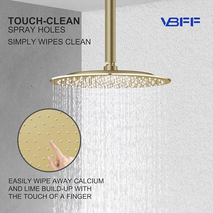 VBFF-Shower Head,rain shower head, 8 inch- Round Shower Head, 1.8 GPM Flow Rate, rainfall showerhead,VBFF11 (Brushed Gold)