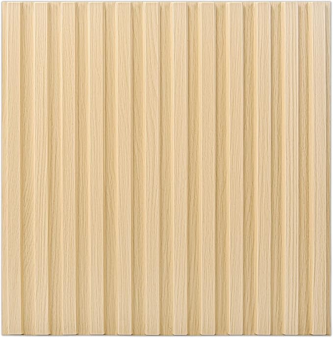Art3d 3D Fluted Textured Slat Wall Panels, 19.7 x 19.7 in, 12-Pack, Oak | PVC, Waterproof, Scratch Proof, Wipeable, Break-Proof, Ideal for Home, Office and Commercial Spaces