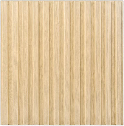 Art3d 3D Fluted Textured Slat Wall Panels, 19.7 x 19.7 in, 12-Pack, Oak | PVC, Waterproof, Scratch Proof, Wipeable, Break-Proof, Ideal for Home, Office and Commercial Spaces