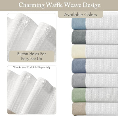 Madison Park Spa Waffle Shower Curtain for Bathroom, 72 x 72, Taupe | Striped, Pieced Fabric Design, 3M Scotchgard Moisture Management, Hotel Quality, Modern, for Bathroom, OEKO-TEX Certified