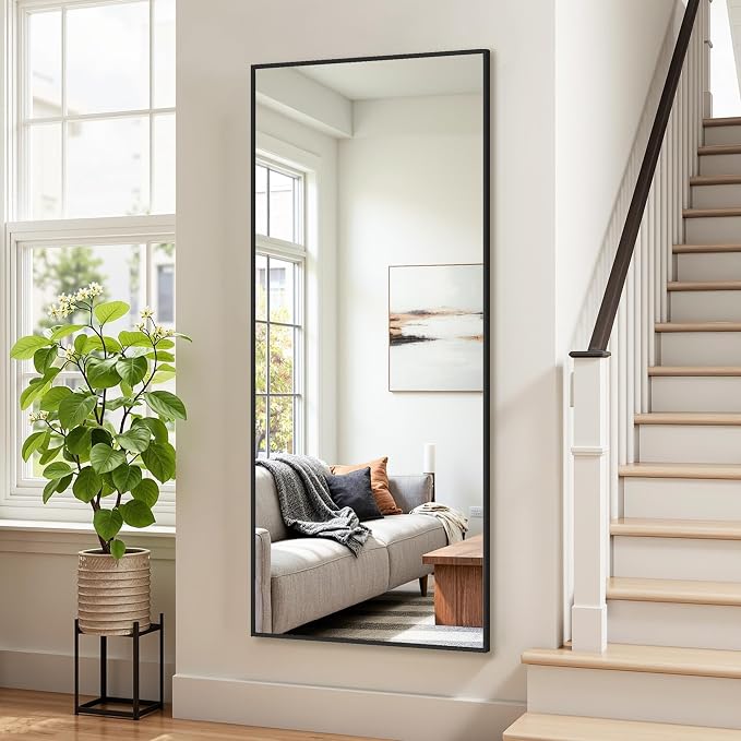 Bathroom Mirror 71" x 32", Large Rectangle Wall Mirror, Black Metal Frame Wall Mounted Mirrors for Bathroom, Vanity, Bedroom, Entryway Decor(Horizontal/Vertical)