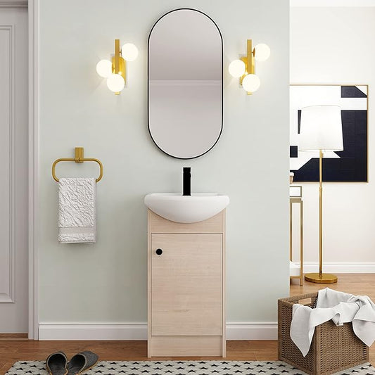 22" Floating Bathroom Vanity with Sink, 22 Inch Wall Mounted for Small Bathrooms, Soft-Close Door Cabinet with White Ceramic Basin & Waterproof Plywood, Modern Space Saving Vanity, White