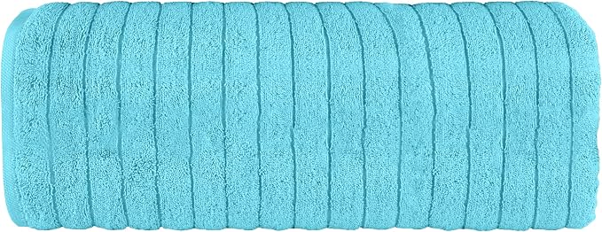 Elegant Comfort 100% Turkish Cotton Corduroy Ribbed Luxury Jumbo Bath Towel Ultra Soft - 35 x 70 Inch - Luxury Spa Premium Hotel Quality Highly Absorbent and Quick Dry Large Bath Towel, Aqua