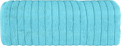 Elegant Comfort 100% Turkish Cotton Corduroy Ribbed Luxury Jumbo Bath Towel Ultra Soft - 35 x 70 Inch - Luxury Spa Premium Hotel Quality Highly Absorbent and Quick Dry Large Bath Towel, Aqua