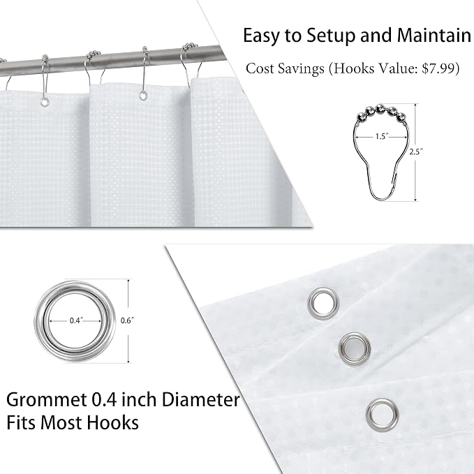 Shower Curtain 78 inches Long for Bathroom 1 Panel Olive Green | Ombre Waffle, Shower Curtains with Hook, Water Repellent, Boho Farmhouse, Simple Modern Bath Decor, Machine Washable, 78x78