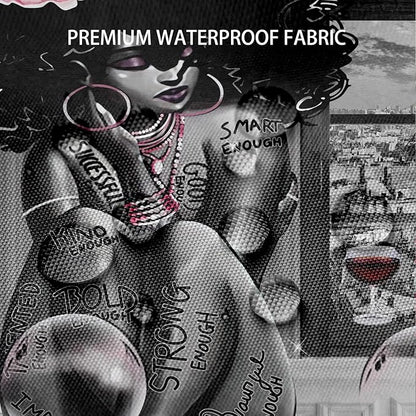 African American Woman Shower Curtain Waterproof Polyester Fabric Shower Curtain for Bathroom Grey Bathroom Curtain Machine Washable Quick Dry 72 x 72 Inches with 12 Hooks