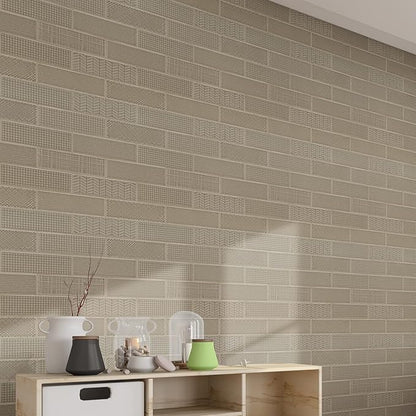 MSI Urbano Warm Concrete 3D Mix 4 Inch x 12 Inch Glossy Ceramic Subway Wall Tile for Bathroom, Kitchen Backsplash, Accent Wall, and Shower