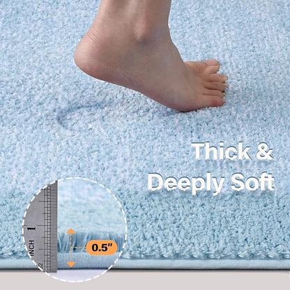 44x24 Large Bathroom Rugs Washable Non Slip, Light Blue Bath Mat for Bathroom Floor Tub, Soft Absorbent Quick Dry Mats for Shower, Bathtub,Home Decor
